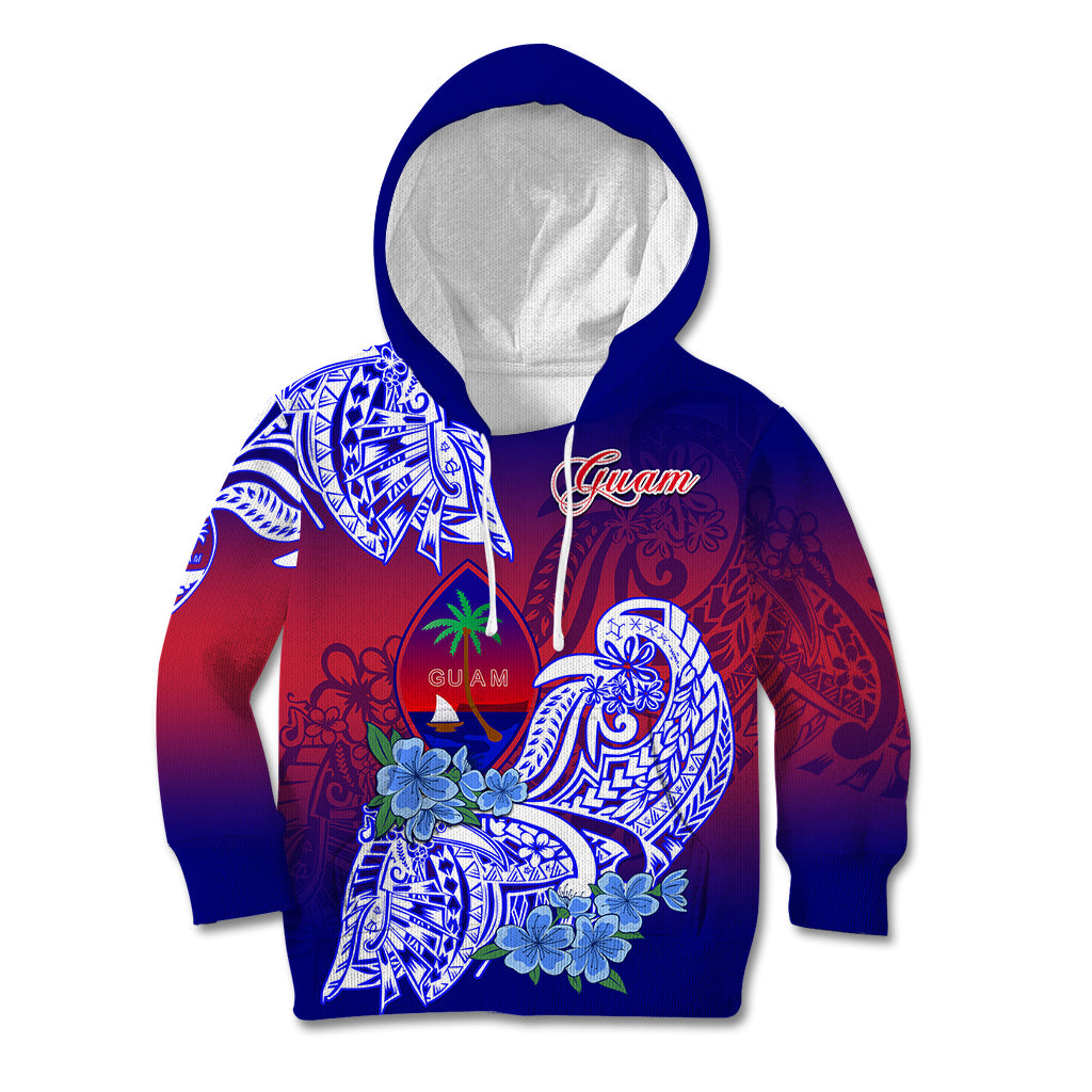 Guam Kid Hoodie Polynesian Floral Tribal LT9 Gradient - Polynesian Pride