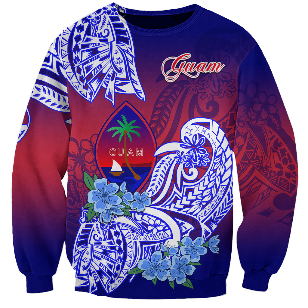 Guam Sweatshirt Polynesian Floral Tribal LT9 Unisex Gradient - Polynesian Pride
