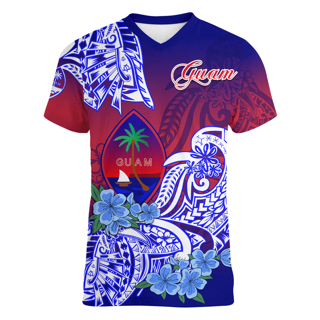 Guam Women V Neck T Shirt Polynesian Floral Tribal LT9 - Polynesian Pride