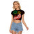(Custom Personalised) Vanuatu Raglan Cropped T Shirt Polynesian Floral Tribal LT9 Female Black - Polynesian Pride