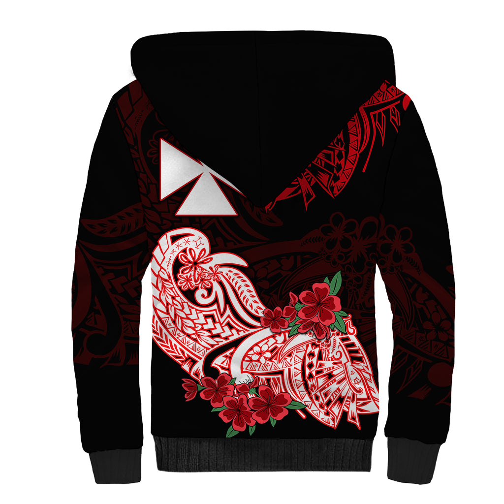 Wallis et Futuna Sherpa Hoodie Polynesian Floral Tribal LT9 - Polynesian Pride