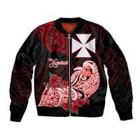 (Custom Personalised) Wallis et Futuna Bomber Jacket Polynesian Floral Tribal LT9 Unisex Black - Polynesian Pride