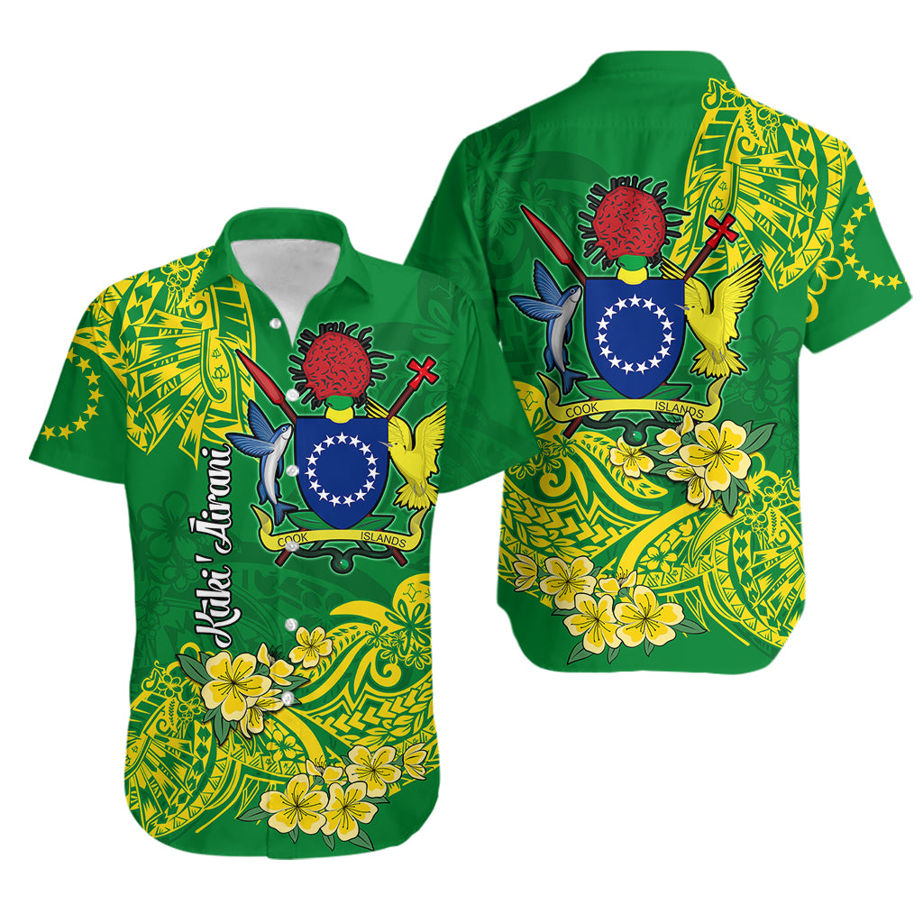 Cook Island Hawaiian Shirt Polynesian Floral Tribal LT9 Green - Polynesian Pride