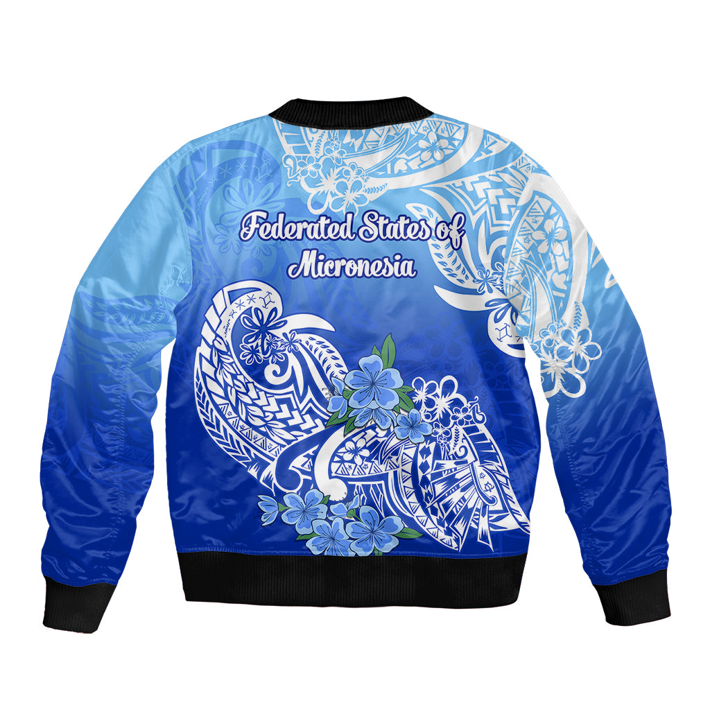 Federated States Of Micronesia Sleeve Zip Bomber Jacket Polynesian Floral Tribal LT9 - Polynesian Pride