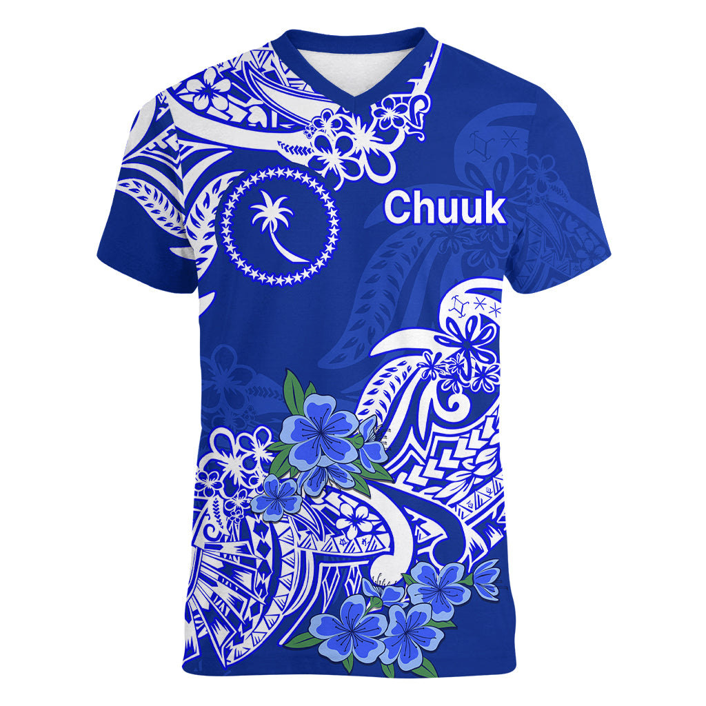 FSM Chuuk State Women V Neck T Shirt Polynesian Floral Tribal LT9 - Polynesian Pride