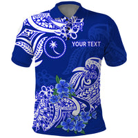 Custom FSM Chuuk State Polo Shirt Polynesian Floral Tribal LT9 Blue - Polynesian Pride