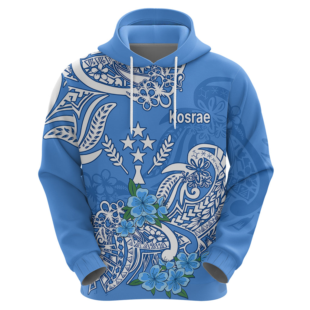 FSM Kosrae State Hoodie Polynesian Floral Tribal LT9 Zip Hoodie Blue - Polynesian Pride