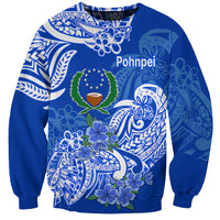 FSM Pohnpei State Sweatshirt Polynesian Floral Tribal LT9 Unisex Blue - Polynesian Pride