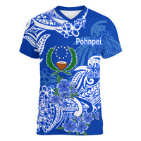 FSM Pohnpei State Women V Neck T Shirt Polynesian Floral Tribal LT9 - Polynesian Pride