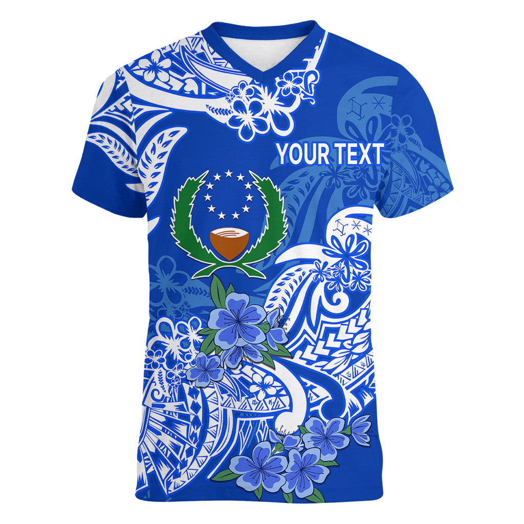 (Custom Personalised) FSM Pohnpei State Women V Neck T Shirt Polynesian Floral Tribal LT9 - Polynesian Pride