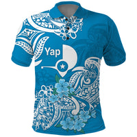FSM Yap State Polo Shirt Polynesian Floral Tribal LT9 Blue - Polynesian Pride