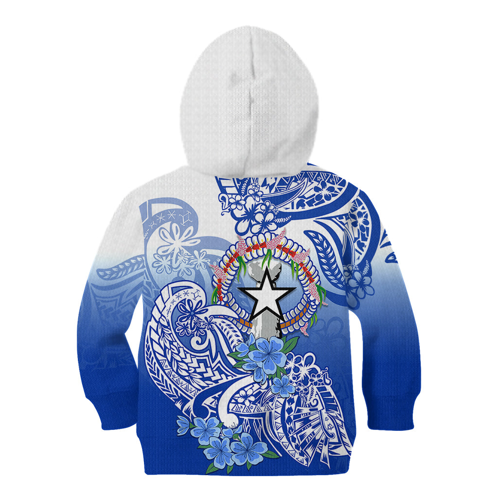 Northern Mariana Islands Kid Hoodie Polynesian Floral Tribal LT9 Zip Hoodie Blue - Polynesian Pride