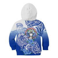 Northern Mariana Islands Kid Hoodie Polynesian Floral Tribal LT9 Zip Hoodie Blue - Polynesian Pride