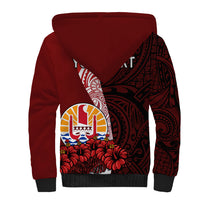 (Custom Personalised) Tahiti Sherpa Hoodie Polynesian Coat Of Arm With Hibiscus LT9 - Polynesian Pride