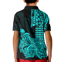 Hawaii Kakau Kid Polo Shirt Polynesian Floral Tribal Aqua Version LT9 - Polynesian Pride