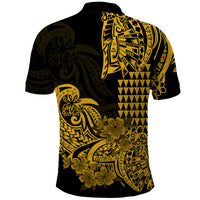 Hawaii Kakau Polo Shirt Polynesian Floral Tribal Gold Version LT9 - Polynesian Pride