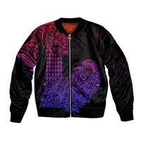 Hawaii Kakau Bomber Jacket Polynesian Floral Tribal Gradient Version LT9 Unisex Gradient - Polynesian Pride
