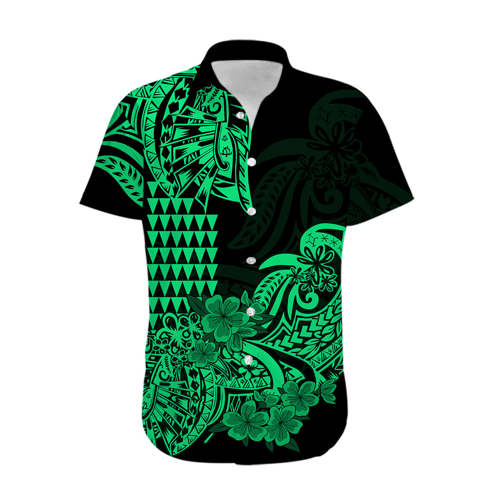 Hawaii Kakau Hawaiian Shirt Polynesian Floral Tribal Green Version LT9 - Polynesian Pride