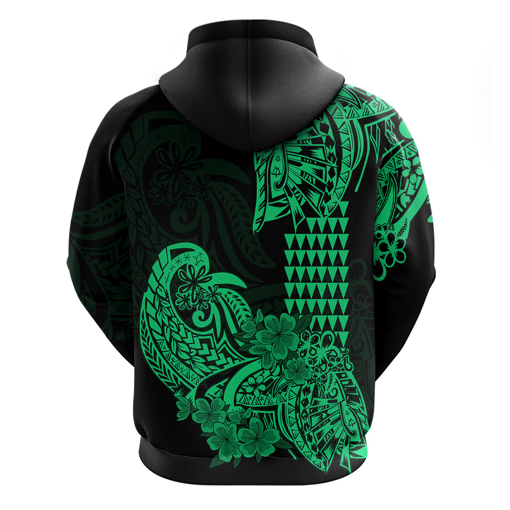Hawaii Kakau Hoodie Polynesian Floral Tribal Green Version LT9 - Polynesian Pride