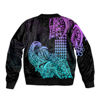 Hawaii Kakau Bomber Jacket Polynesian Floral Tribal Heliotrope Version LT9 - Polynesian Pride