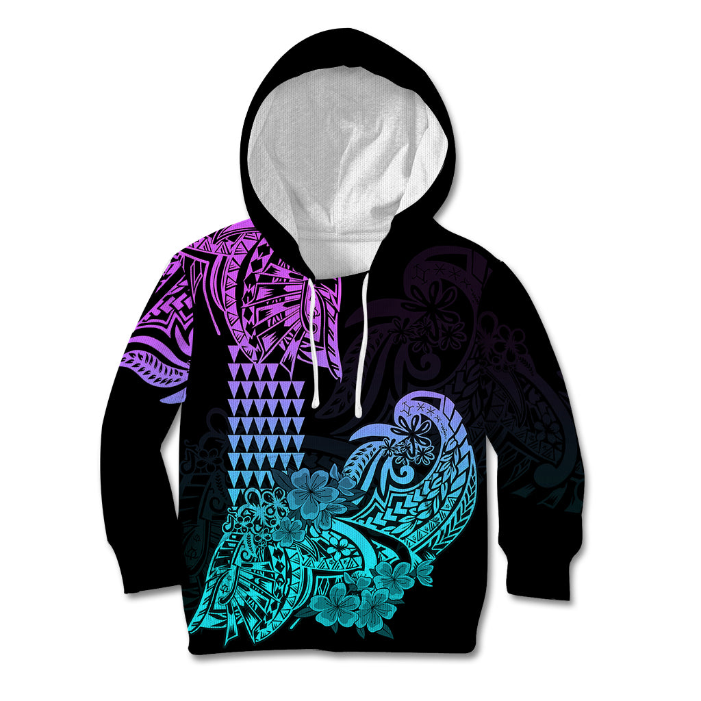 Hawaii Kakau Kid Hoodie Polynesian Floral Tribal Heliotrope Version LT9 Heliotrope - Polynesian Pride