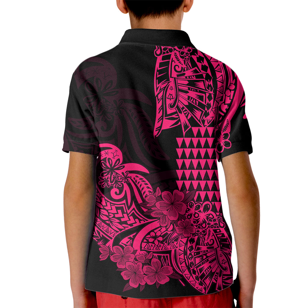 Hawaii Kakau Kid Polo Shirt Polynesian Floral Tribal Pink Version LT9 - Polynesian Pride