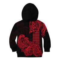 Hawaii Kakau Kid Hoodie Polynesian Floral Tribal Red Version LT9 - Polynesian Pride