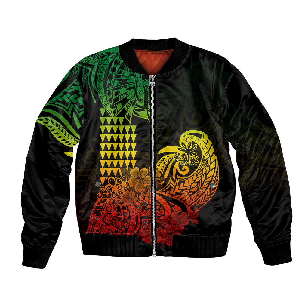 Hawaii Kakau Bomber Jacket Polynesian Floral Tribal Reggae Version LT9 Unisex Reggae - Polynesian Pride