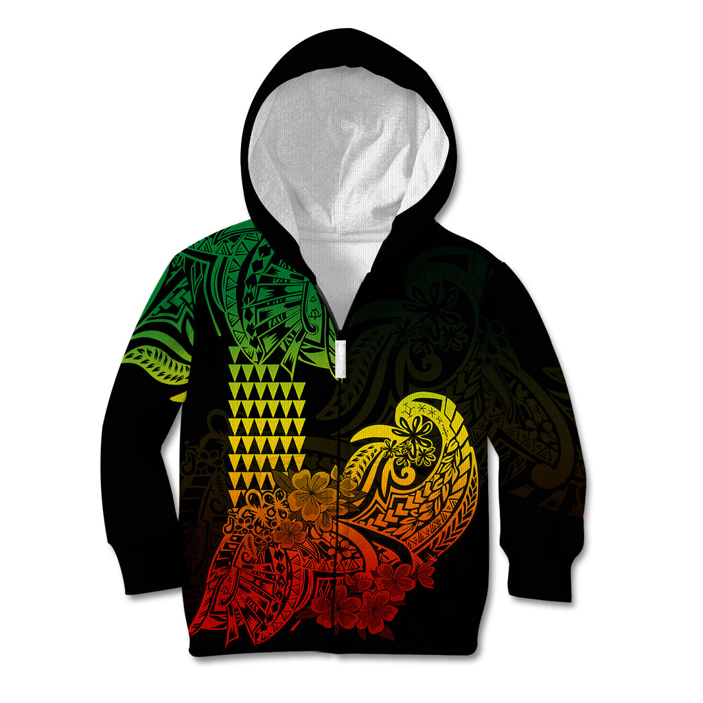 Hawaii Kakau Kid Hoodie Polynesian Floral Tribal Reggae Version LT9 - Polynesian Pride