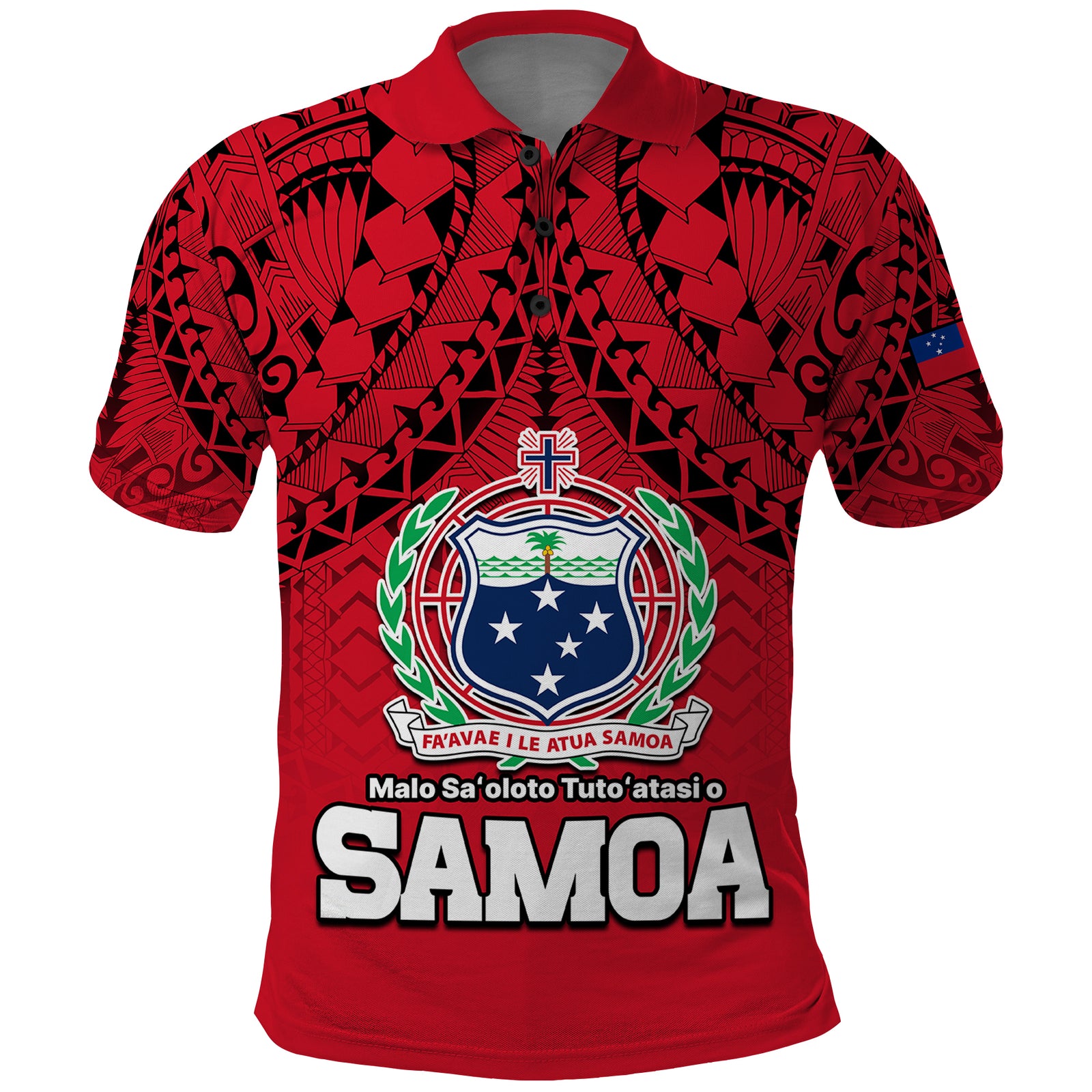 Polynesian Independent State of Samoa Red Polo Shirt LT9 Red - Polynesian Pride