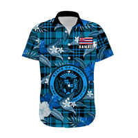 (Custom Personalised) Hawaii State Hawaiian Shirt Tropical Flowers Mix Tartan Blue Version LT14 - Polynesian Pride