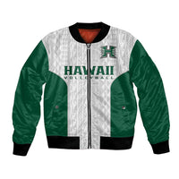 Hawaii Volleyball Bomber Jacket Hawaiian Kakau White Style LT14 Unisex White - Polynesian Pride