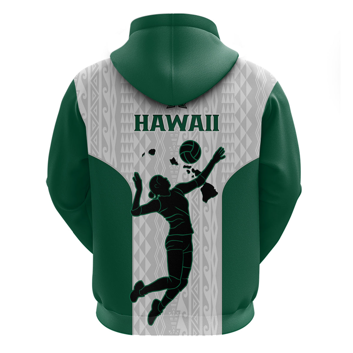Hawaii Volleyball Hoodie Hawaiian Kakau White Style LT14 - Polynesian Pride