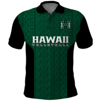 Hawaii Volleyball Polo Shirt Hawaiian Kakau Green Style LT14 Green - Polynesian Pride