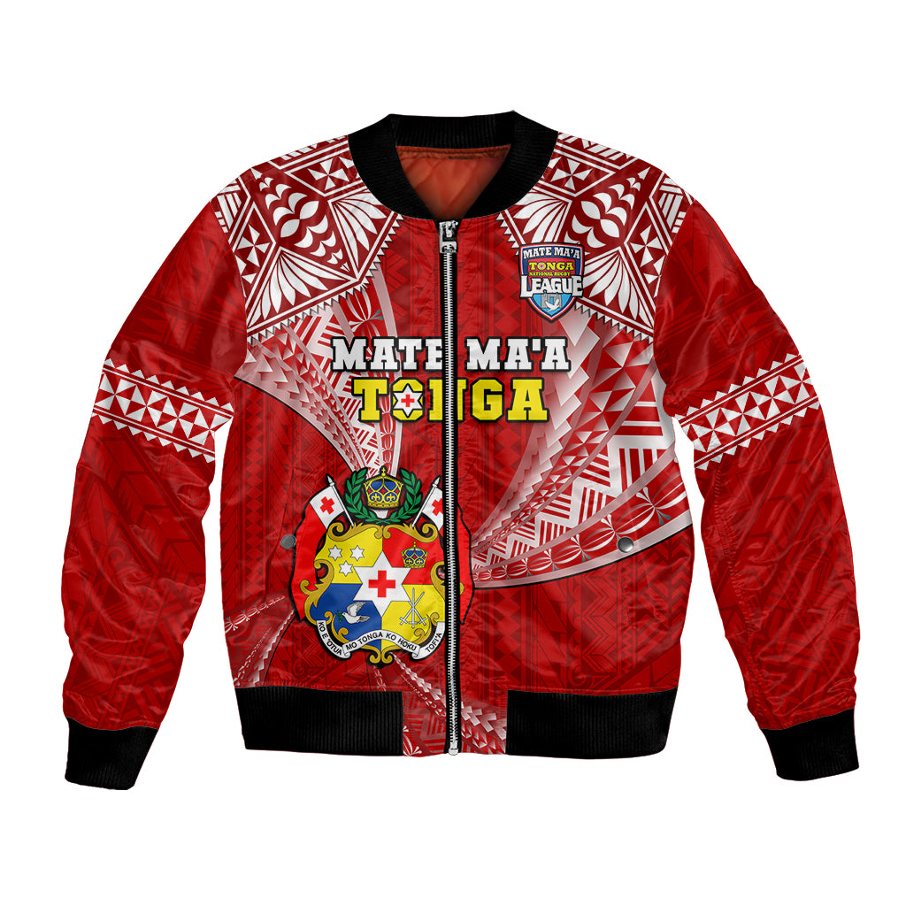 Tonga Rugby Bomber Jacket Mate Maa Tonga Pacific Tongan Ngatu LT14 Unisex Red - Polynesian Pride