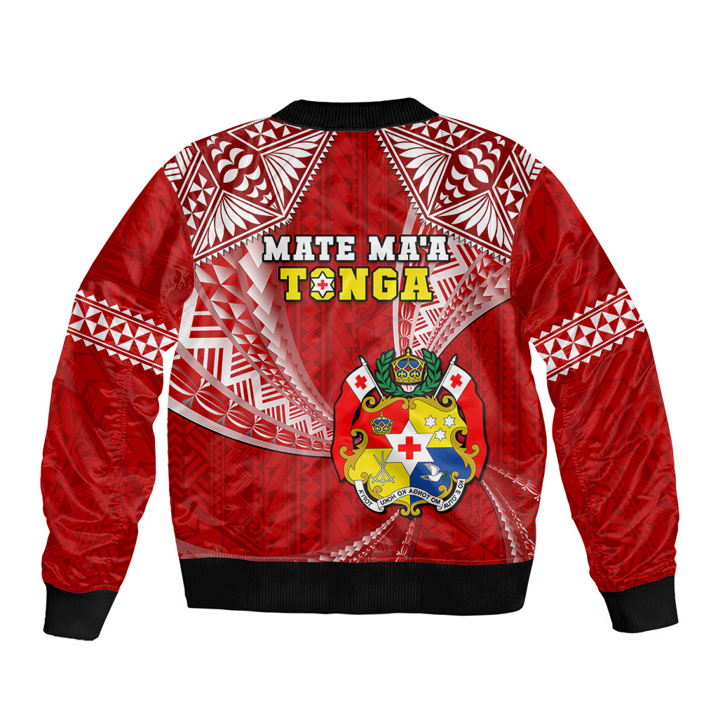 Tonga Rugby Sleeve Zip Bomber Jacket Mate Maa Tonga Pacific Tongan Ngatu LT14 - Polynesian Pride