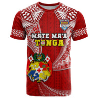 Tonga Rugby T Shirt Mate Maa Tonga Pacific Tongan Ngatu LT14 Red - Polynesian Pride