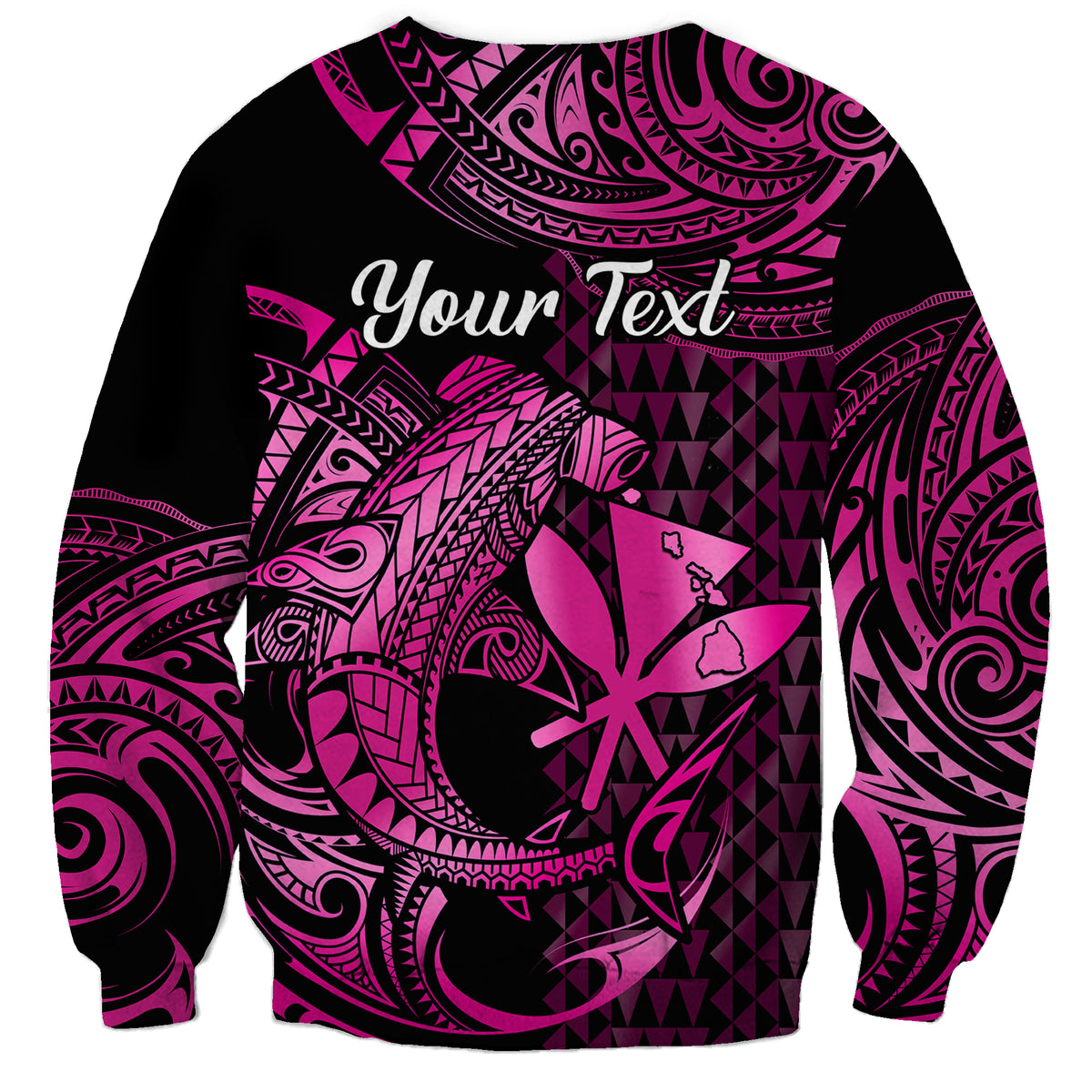 (Custom Personalised) Hawaii Hammerhead Shark Sweatshirt Polynesian Kakau With Kanaka Pink LT14 - Polynesian Pride