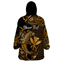 (Custom Personalised) Hawaii Hammerhead Shark Wearable Blanket Hoodie Polynesian Kakau With Kanaka Gold LT14 - Polynesian Pride