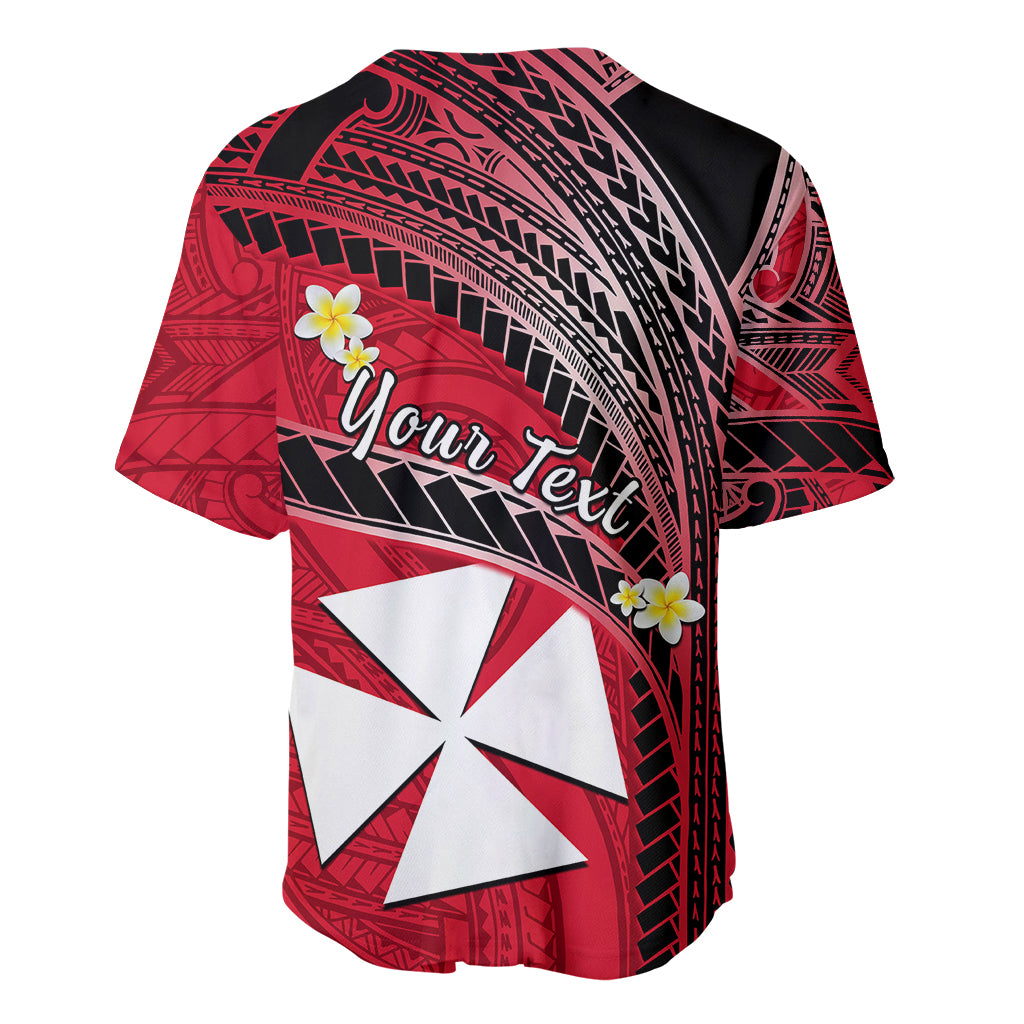 (Custom Personalised) Wallis And Futuna Baseball Jersey Plumeria Flowers With Red Polynesian Pattern LT14 - Polynesian Pride