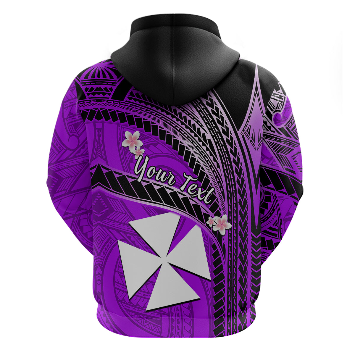 Custom Wallis and Futuna Hoodie Plumeria Flowers With Purple Polynesian Pattern LT14 - Polynesian Pride