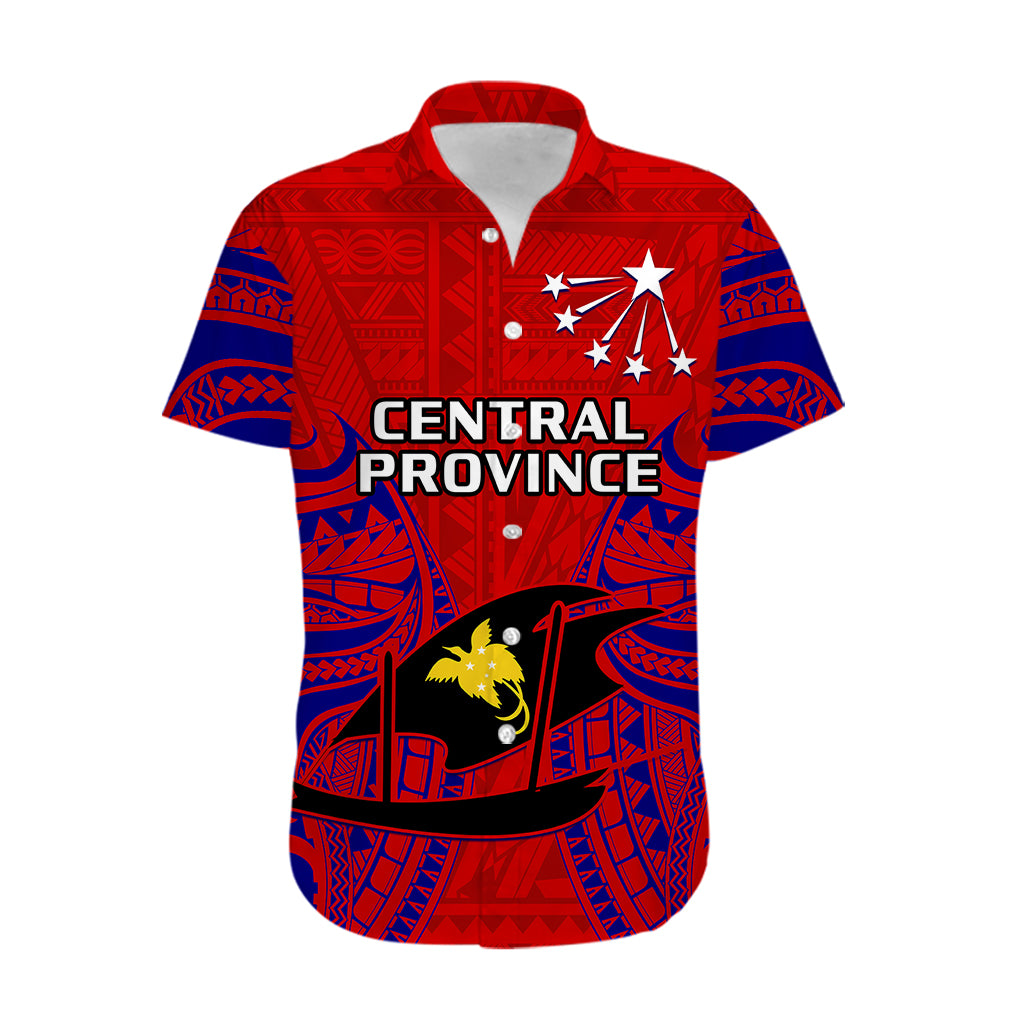 Papua New Guinea Hawaiian Shirt Central Province Mix Coat Of Arms Polynesian Art LT14 - Polynesian Pride