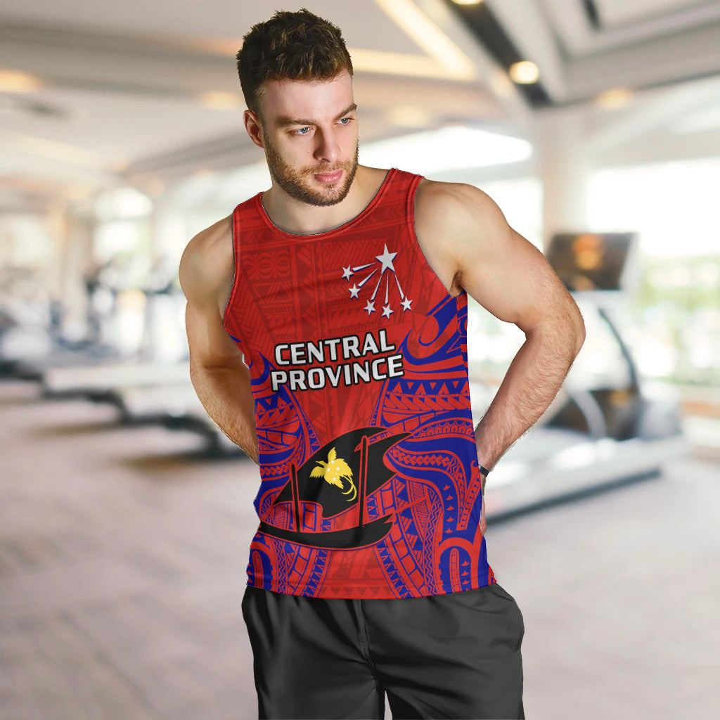 Papua New Guinea Men Tank Top Central Province Mix Coat Of Arms Polynesian Art LT14 - Polynesian Pride