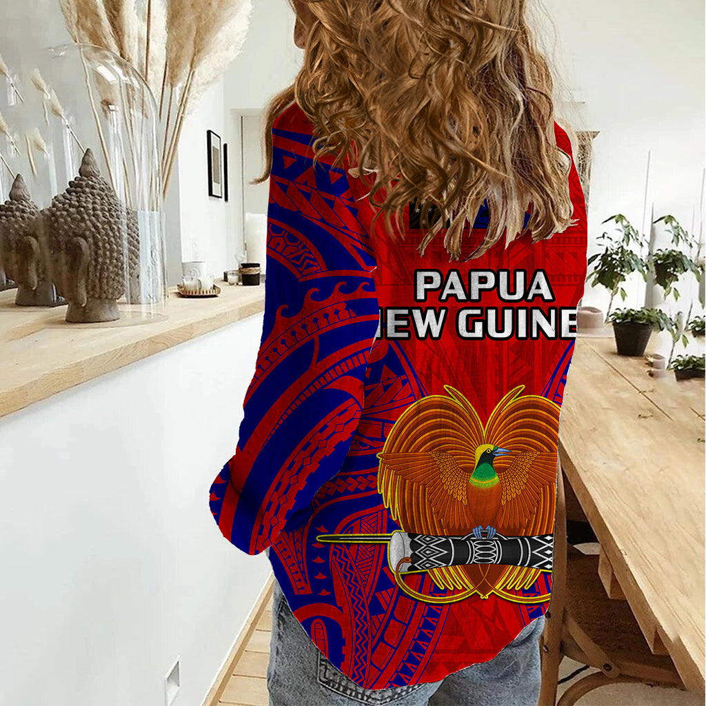 Papua New Guinea Women Casual Shirt Central Province Mix Coat Of Arms Polynesian Art LT14 - Polynesian Pride