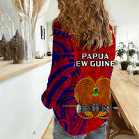 Papua New Guinea Women Casual Shirt Central Province Mix Coat Of Arms Polynesian Art LT14 - Polynesian Pride