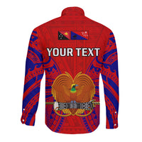 (Custom Personalised) Papua New Guinea Long Sleeve Button Shirt Central Province Mix Coat Of Arms Polynesian Art LT14 - Polynesian Pride