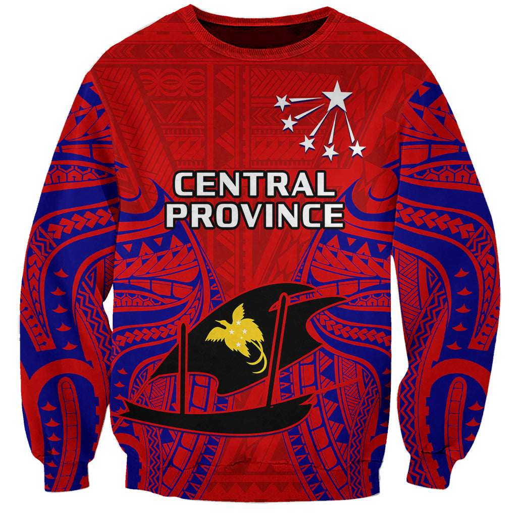 (Custom Personalised) Papua New Guinea Sweatshirt Central Province Mix Coat Of Arms Polynesian Art LT14 Unisex Red - Polynesian Pride
