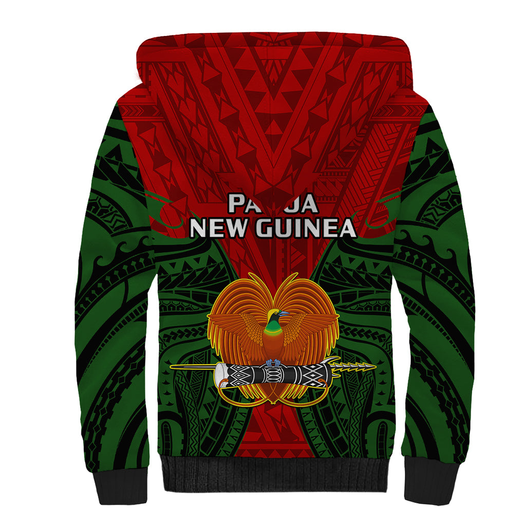 Papua New Guinea Sherpa Hoodie Chimbu Province Mix Coat Of Arms Polynesian Art LT14 - Polynesian Pride