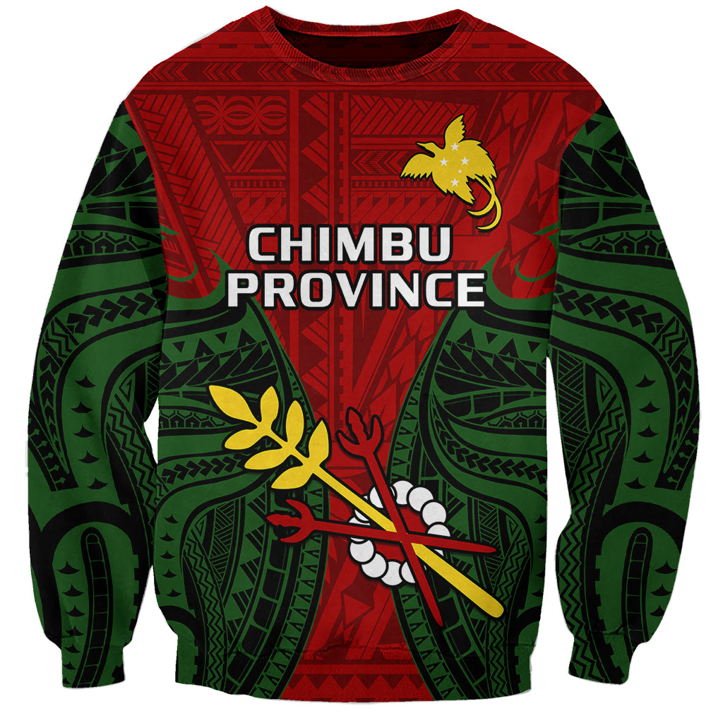 (Custom Personalised) Papua New Guinea Sweatshirt Chimbu Province Mix Coat Of Arms Polynesian Art LT14 Unisex Red - Polynesian Pride