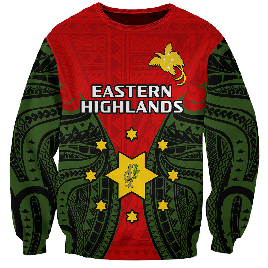 (Custom Personalised) Papua New Guinea Sweatshirt Eastern Highlands Province Mix Coat Of Arms Polynesian Art LT14 Unisex Red - Polynesian Pride